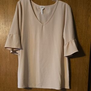 Elegant Beige Top with Flared Sleeves